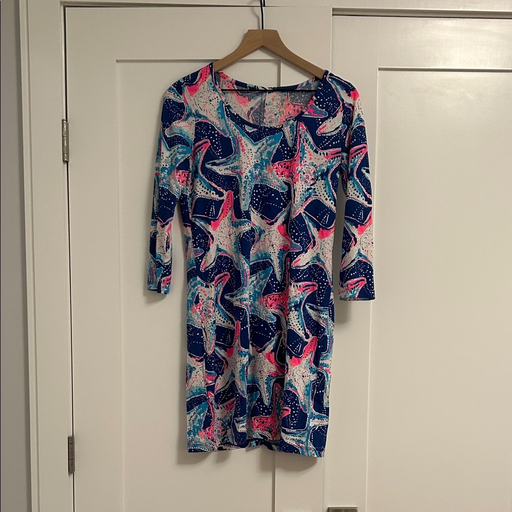 Lilly Pulitzer Starfish Long Sleeve Dress - Navy and Pink